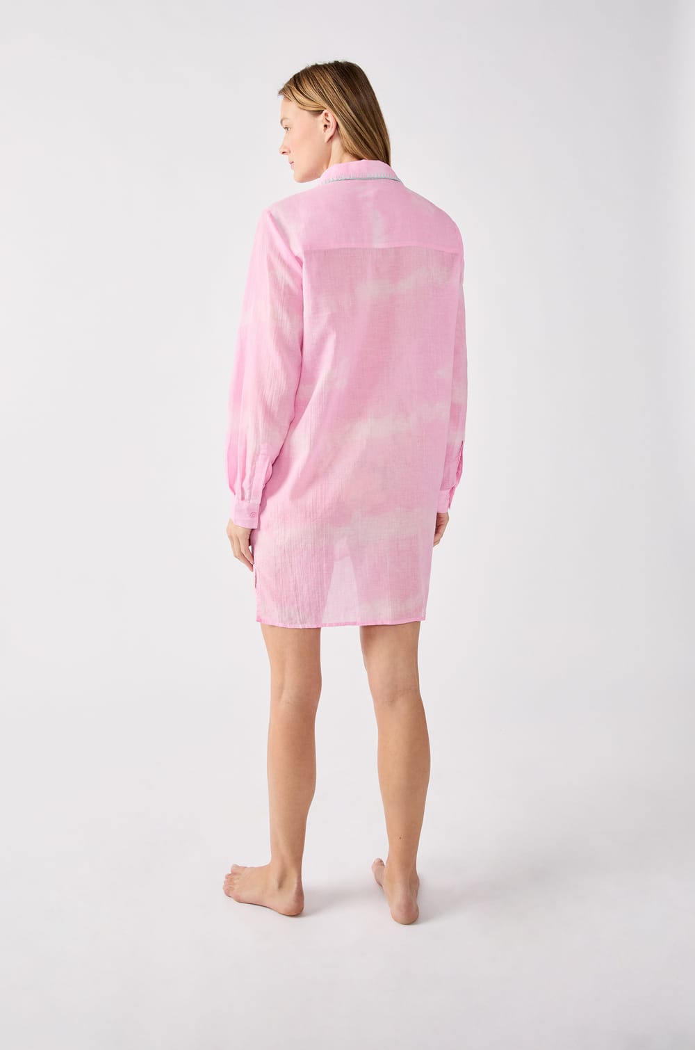 Robe chemise brodée en coton;${refinementColor}