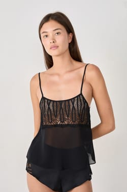 Top satinado con encaje;${refinementColor}