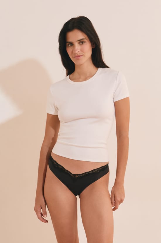 Culotte avec d&eacute;tail dentelle;${refinementColor}