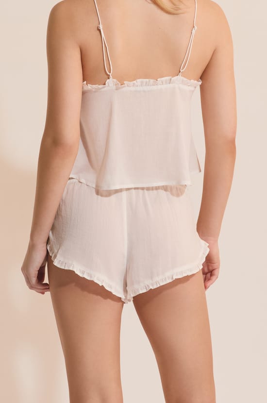 Short de pyjama &agrave; volant brod&eacute;;${refinementColor}