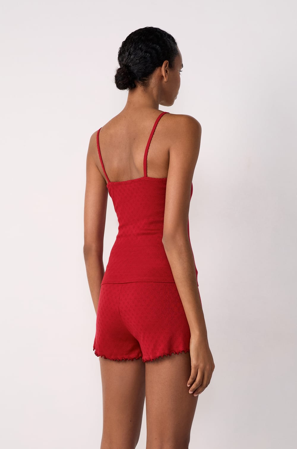 Pointelle Cotton Camisole With Thin Straps;${refinementColor}