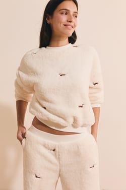 Sweat polaire &agrave; motifs teckel;${refinementColor}
