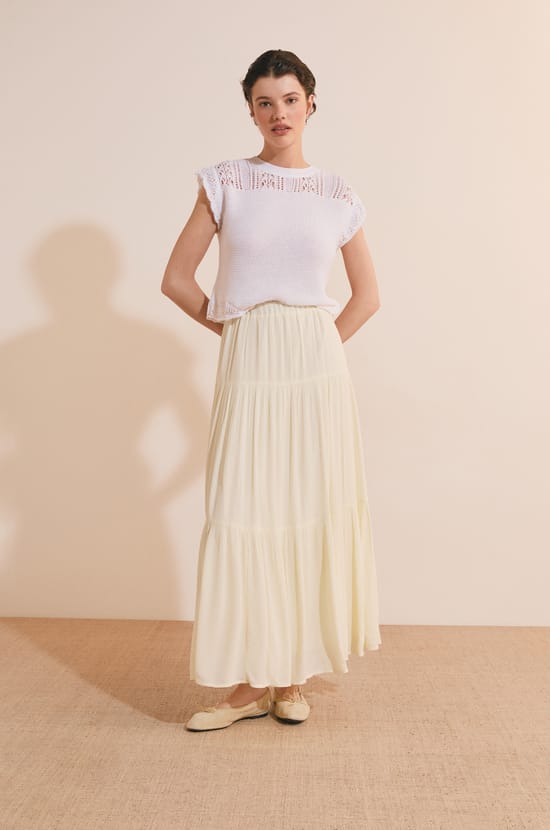 Long Flowing Panel Skirt;${refinementColor}