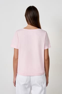 T-shirt col V manches courtes en coton;${refinementColor}