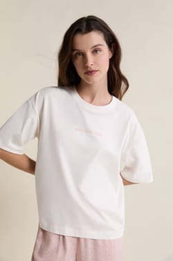 Katoenen pyjama T-shirt met korte mouwen;${refinementColor}