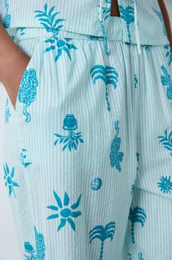 Pantalon de pyjama en coton &agrave; motifs;${refinementColor}