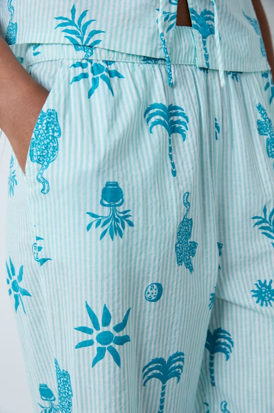 Pantalon de pyjama en coton à motifs;${refinementColor}