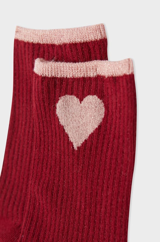 Chaussettes c&ocirc;tel&eacute;es avec coton &agrave; motif c&oelig;ur;${refinementColor}