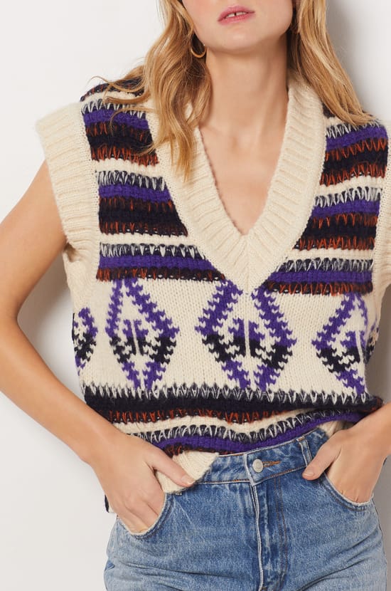 V-neck Sleeveless Sweater;${refinementColor}