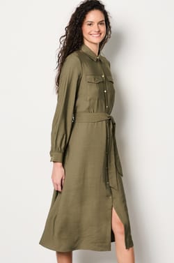 Belted Shirt Dress;${refinementColor}