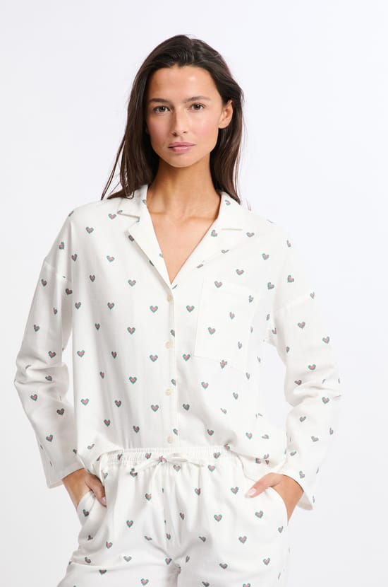 Ensemble de pyjama 2 pièces à motifs coeurs en coton;${refinementColor}