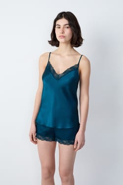 Silk Camisole with Lace Details;${refinementColor}