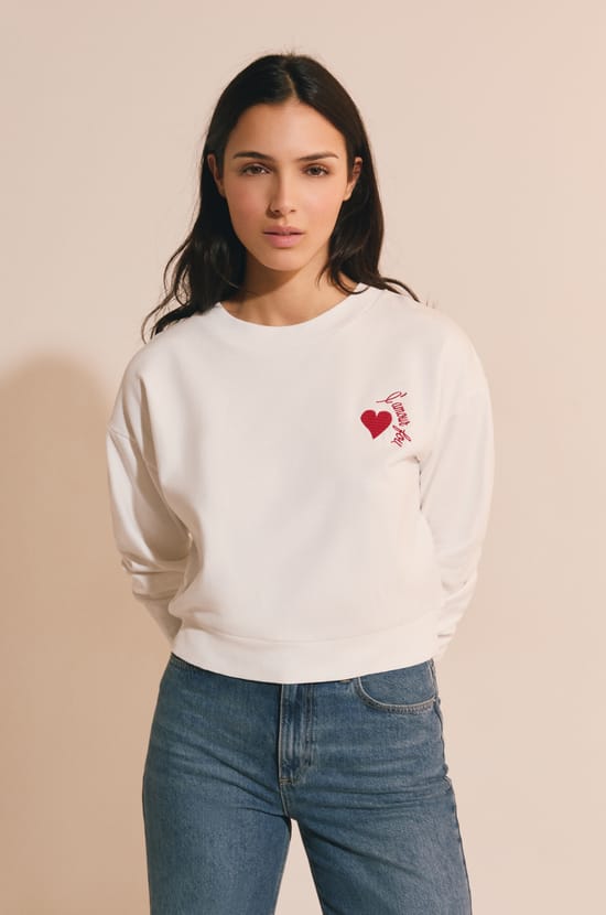 Sweat en coton avec motif coeur;${refinementColor}