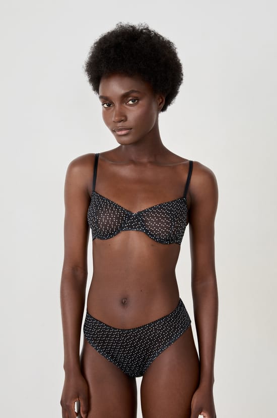 Classic bra in polka dot tulle;${refinementColor}