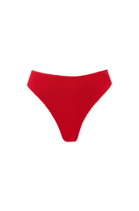 High-Leg Bikini Bottoms In Stretch Fabric;${refinementColor}
