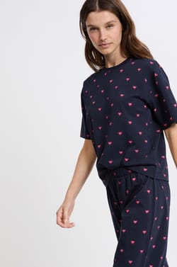 Pyjama 2 pièces à motifs coeur en coton;${refinementColor}