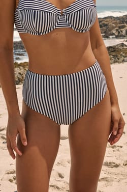 High-Waist Striped Bikini Briefs;${refinementColor}