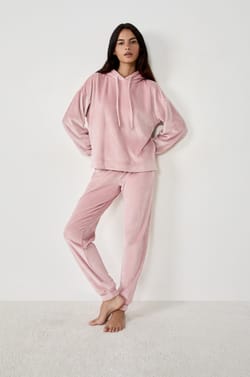 Velvet-effect pyjama trousers;${refinementColor}