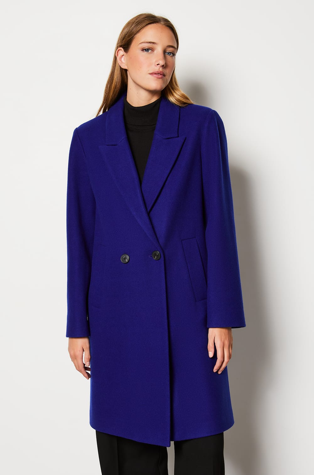 Manteau long boutonné avec laine;${refinementColor}