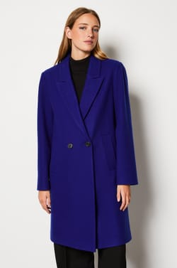 Manteau long boutonné avec laine;${refinementColor}