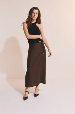 Jupe longue avec lin;${refinementColor}