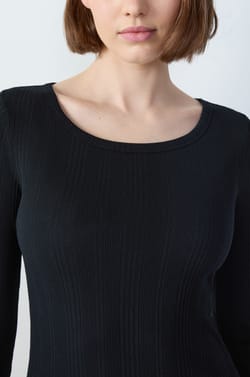 T-shirt manches longues en coton côtelé;${refinementColor}