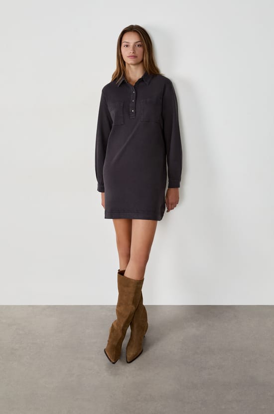 Robe courte avec boutons en coton;${refinementColor}