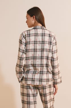 Chemise de pyjama &agrave; carreaux avec coton;${refinementColor}
