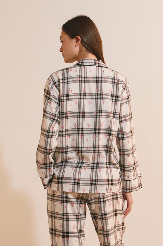 Chemise de pyjama &agrave; carreaux avec coton;${refinementColor}