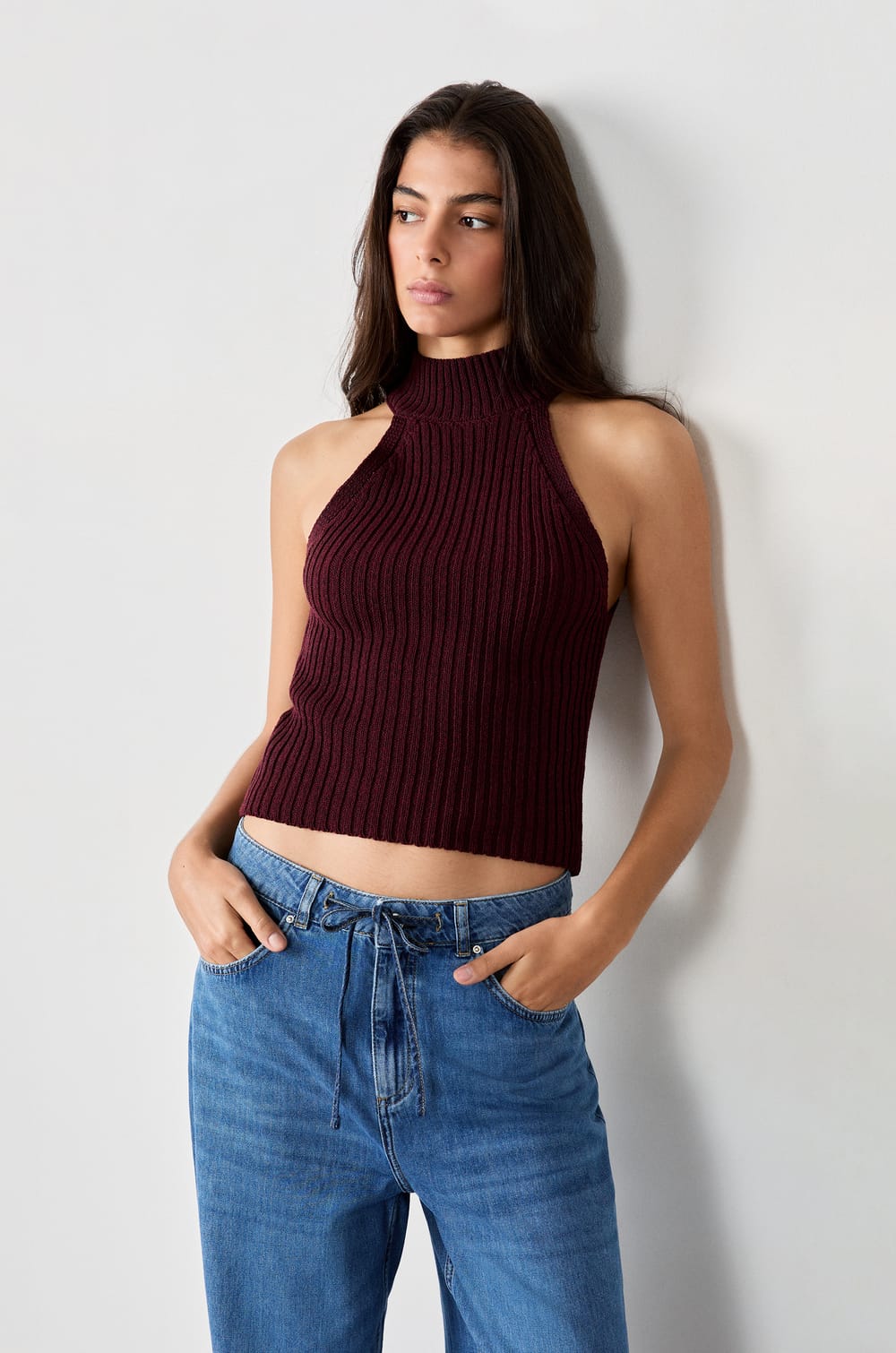 Sleeveless Ribbed Top;${refinementColor}