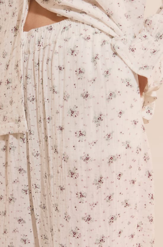 Pantalon de pyjama &agrave; motifs en coton;${refinementColor}
