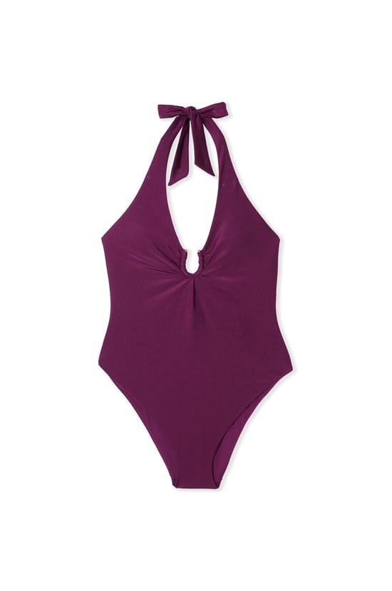 Maillot de bain 1 pi&egrave;ce satin&eacute; avec d&eacute;tail bijou;${refinementColor}