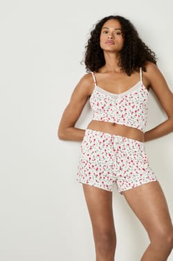 Floral print pyjama shorts;${refinementColor}