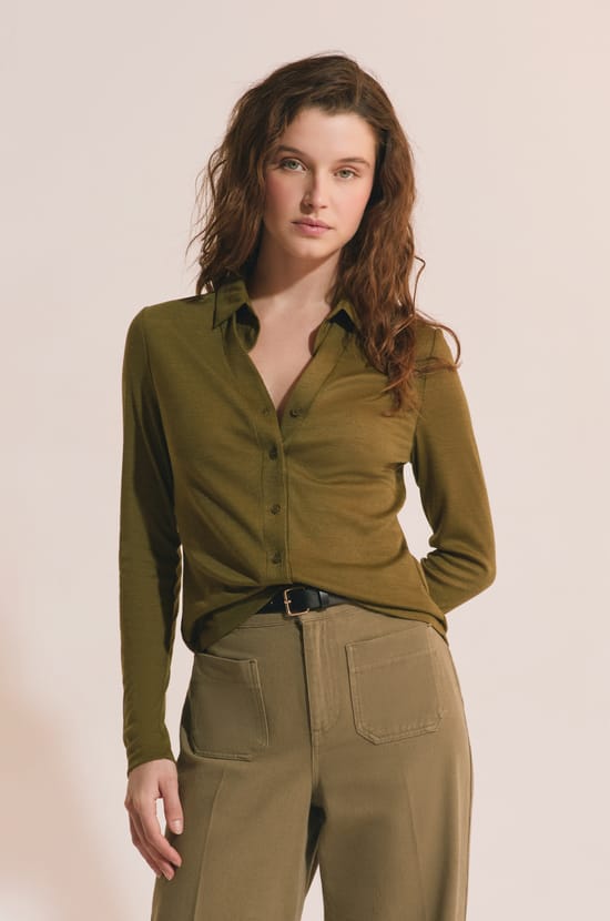 T-shirt manches longues col polo;${refinementColor}