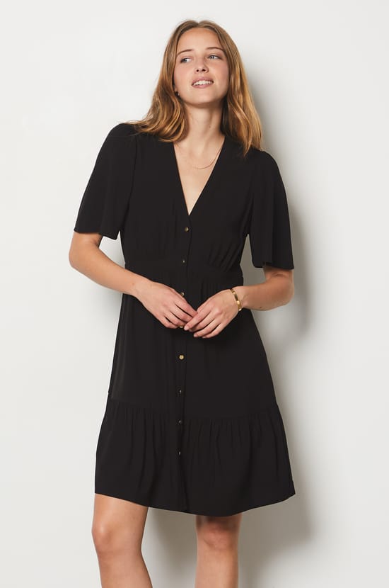 Buttoned Short Dress;${refinementColor}