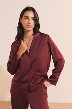 Chemise de pyjama satin&eacute;e;${refinementColor}