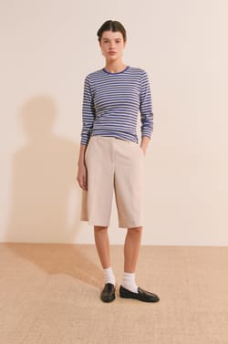 T-shirt &agrave; rayures en coton;${refinementColor}
