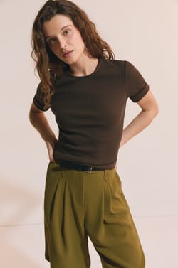 T-shirt manches 3/4 en coton;${refinementColor}