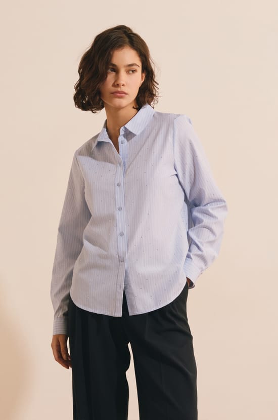 Chemise &agrave; rayures avec coton;${refinementColor}