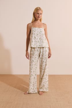 Caraco de pyjama &agrave; motifs avec noeuds;${refinementColor}