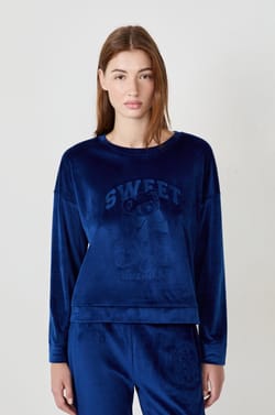 Sweat de pyjama effet velours;${refinementColor}