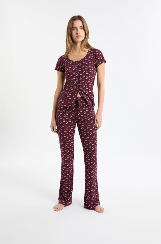 Cherry Print Pyjama Trousers;${refinementColor}