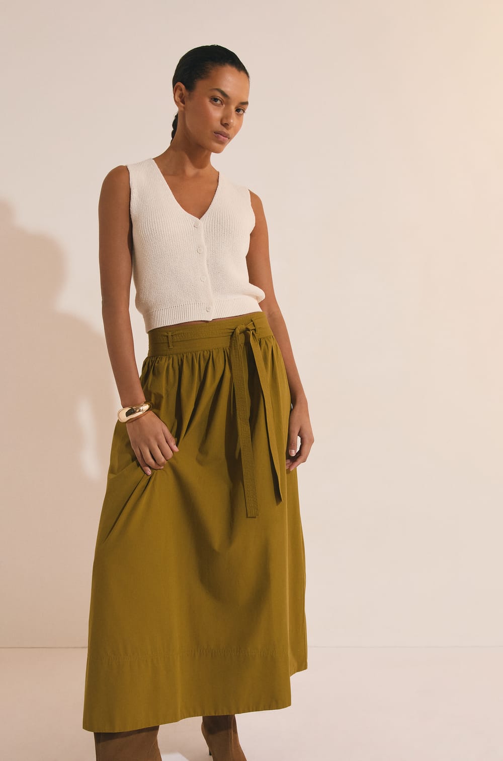 Jupe longue en coton;${refinementColor}