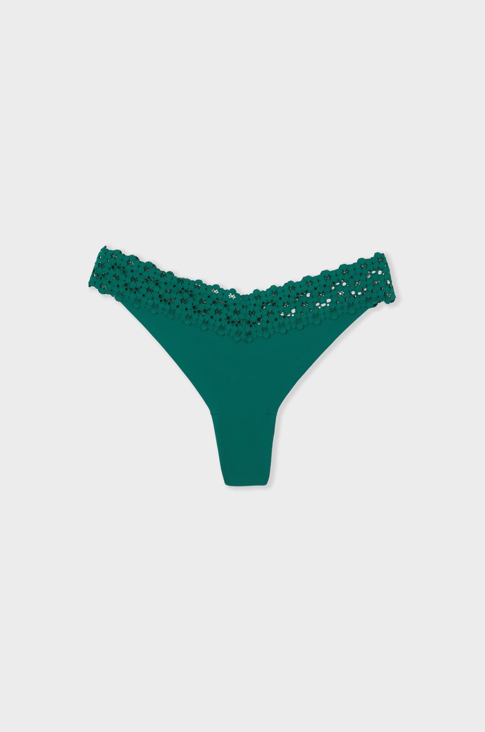 Tanga en microfibre et dentelle;${refinementColor}