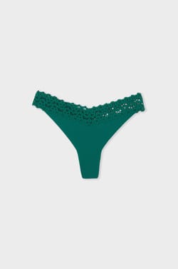 Tanga en microfibre et dentelle;${refinementColor}