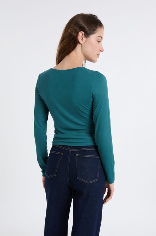 Tee-shirt effet drap&eacute; c&ocirc;tel&eacute;;${refinementColor}