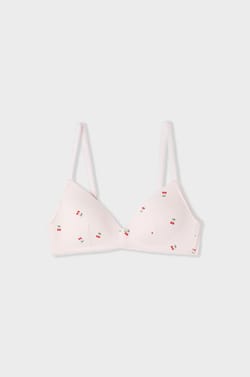 Lightly Lined Bra in Cotton Pointelle with Patterns;${refinementColor}