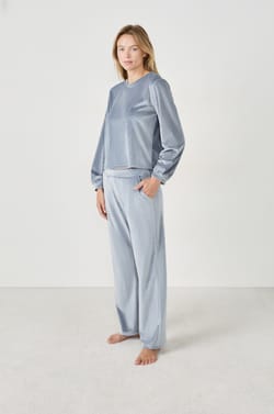 Pantal&oacute;n de pijama con efecto terciopelo;${refinementColor}
