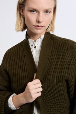 Long-Sleeve Chunky Knit Cardigan;${refinementColor}