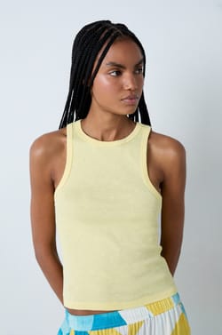 Ribbed Cotton Tank Top;${refinementColor}